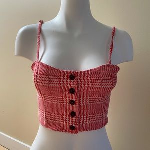 Cute red plaid crop top XS